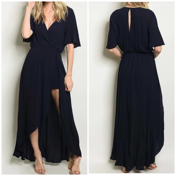 Pants - CLEARANCE ‼️NAVY FLUTTER MAXI SKIRT - Romper